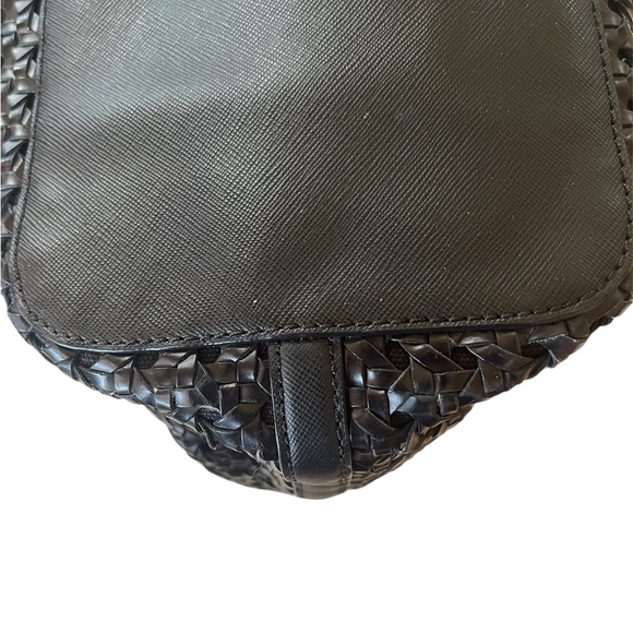 Tory Burch Black Woven Gold Hardware Tote - Picture 10 of 14